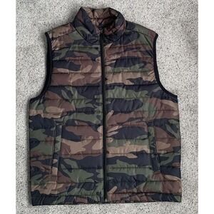 Mens Aeropostale Remixed Down Polyester Quilted‎ Camo Puffer Vest Pockets Small